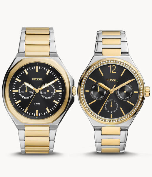 Picture of Fossil His and Hers Multifunction Two-Tone Stainless Steel Watch BQ2752SET