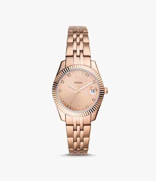 Picture of Fossil Women’s Scarlette Mini Three-Hand Date Rose Gold-Tone Stainless Steel Watch ES4898