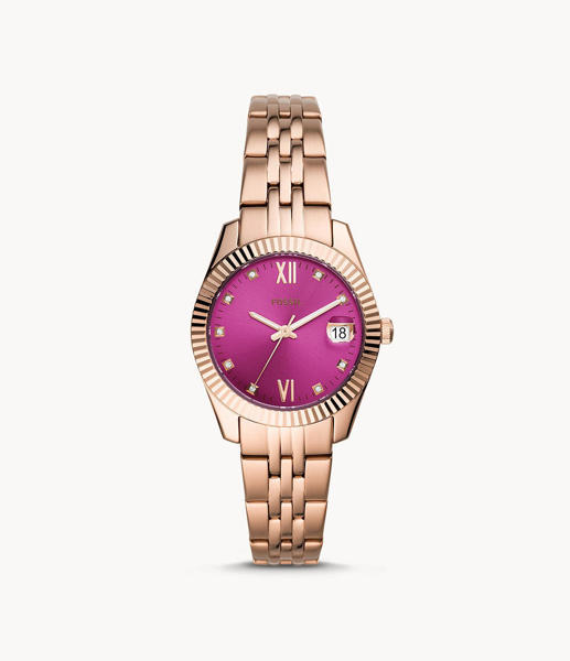 Picture of Fossil Women’s Scarlette Mini Three-Hand Date Rose Gold-Tone Stainless Steel Watch ES4900