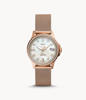 Picture of Fossil Women’s FB-01 Three-Hand Date Rose Gold-Tone Stainless Steel Mesh Watch ES4999