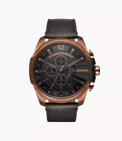 Picture of Diesel Men’s Mega Chief Chronograph Copper-Tone and Black Leather Watch DZ4459