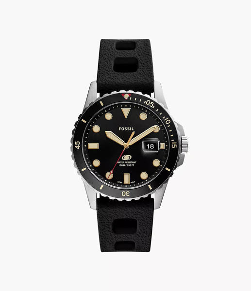 Picture of Fossil Men’s Blue Dive Three-Hand Date Black Silicone Watch FS5947