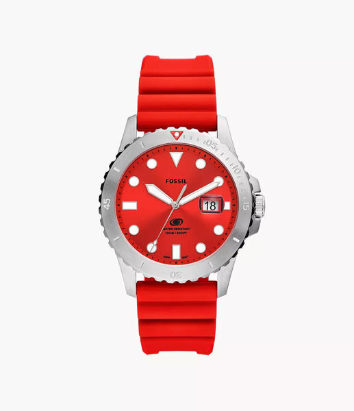 Picture of Fossil Men’s Blue Dive Three-Hand Date Red Silicone Watch FS5997