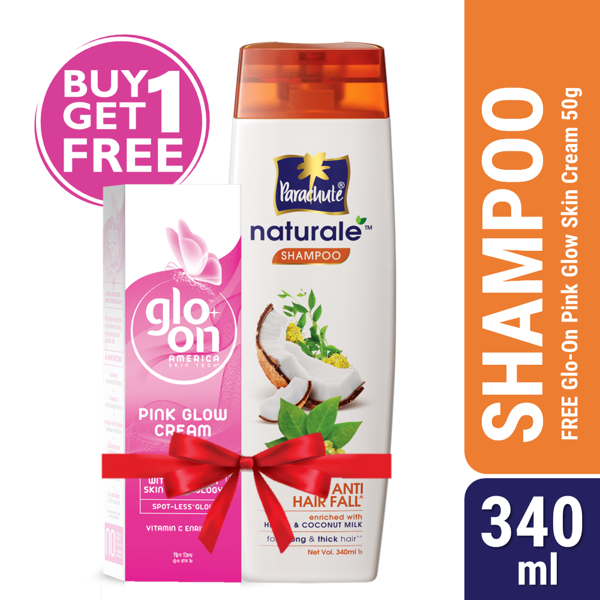 Picture of Parachute Naturale Shampoo Anti Hair Fall 340ml (Glo-On Pink Glow Cream 50g Free)