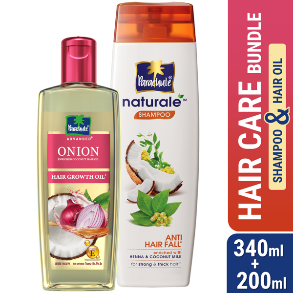 Picture of HAIR CARE BUNDLE - Parachute Naturale Shampoo Anti Hair Fall 340ml & Parachute Advansed Onion Enriched Coconut Hair Growth Oil 200ml