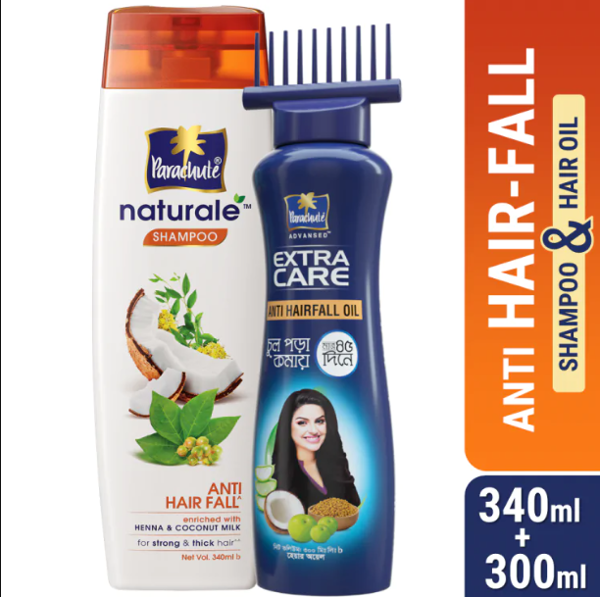 Picture of ANTI HAIR-FALL BUNDLE - Parachute Anti Hairfall Oil Extra Care 300ml (Root Applier) & Parachute Naturale Shampoo Anti Hair Fall 340ml