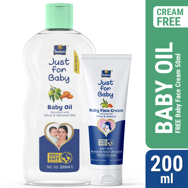 Picture of Parachute Just for Baby - Baby Oil 200ml (Baby Face Cream 50g FREE)