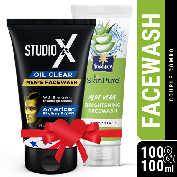 Picture of Couple Combo (Face Wash) - Studio X Oil Clear Facewash for Men 100ml & Parachute SkinPure Aloe Vera Brightening Facewash (Oil Control) 100gm