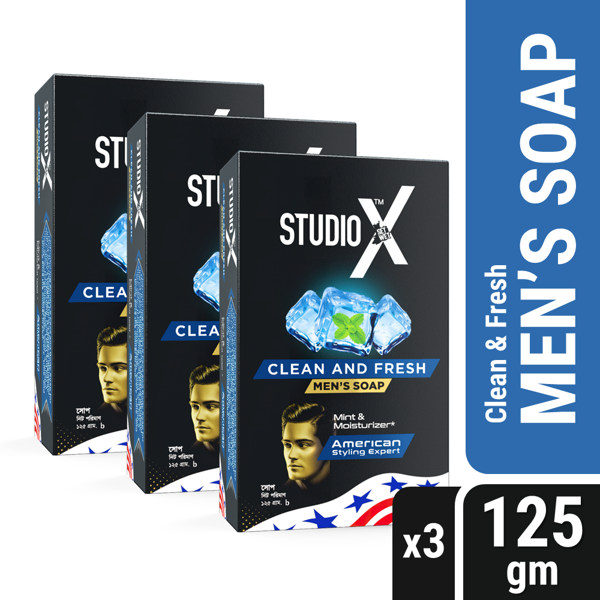 Picture of Studio X Clean & Fresh Soap For Men Combo Pack (125gm x 3)