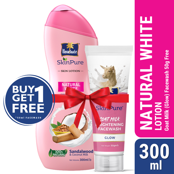 Picture of Parachute SkinPure Skin Lotion Natural White 300ml (FREE Goat Milk Facewash - GLOW - 50gm)