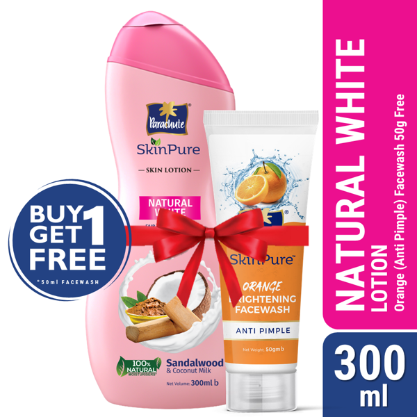 Picture of Parachute SkinPure Skin Lotion Natural White 300ml (FREE Orange Facewash - ANTI PIMPLE - 50gm)