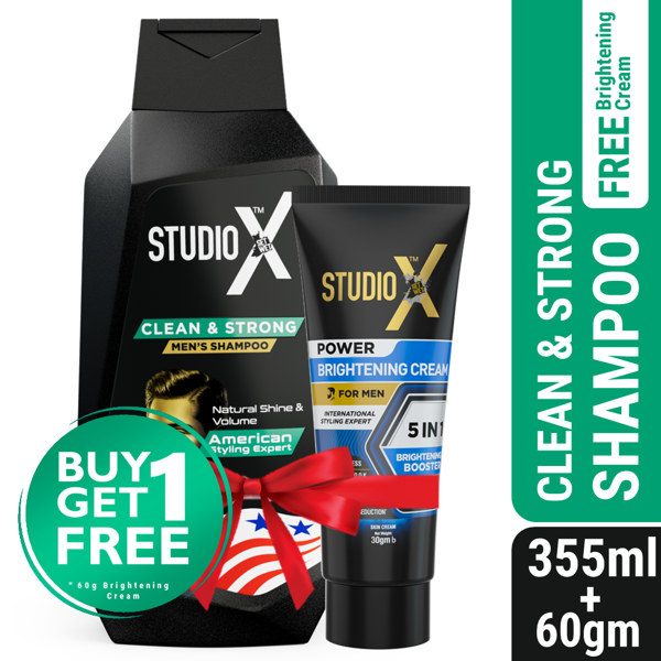 Picture of Studio X Clean & Strong Shampoo for Men 355ml (60gm Men's Brightening Cream FREE)