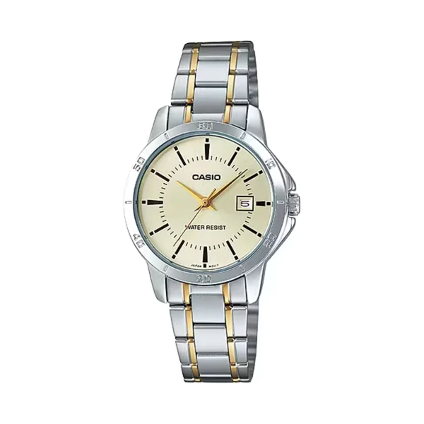 Picture of Casio Enticer Date Two Tone Ladies Chain Watch LTP-V004SG-9AUDF