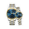Picture of Olevs 5563 Fancy stainless steel Luxury Business Quartz Couple Wrist Watch- Silver Gold & Blue