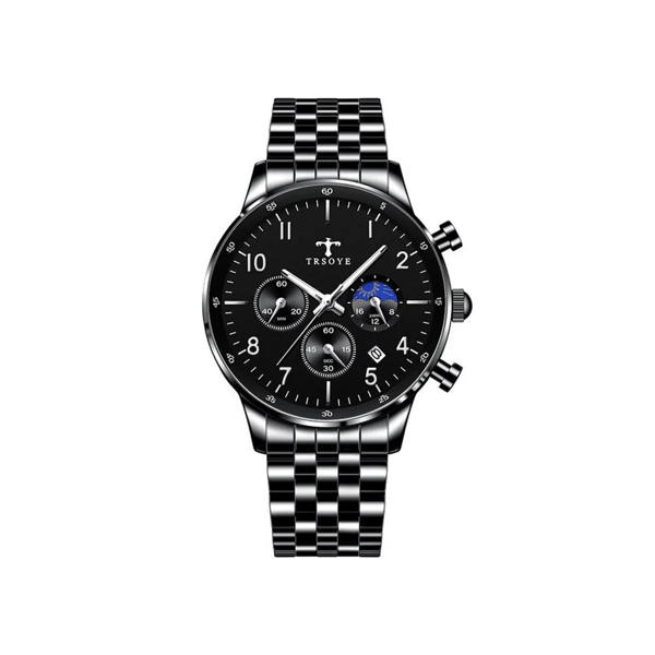Picture of TRSOYE 668 Casual Man Watch Day Sun & Night Moon 24 Hours Display Wristwatches – Black