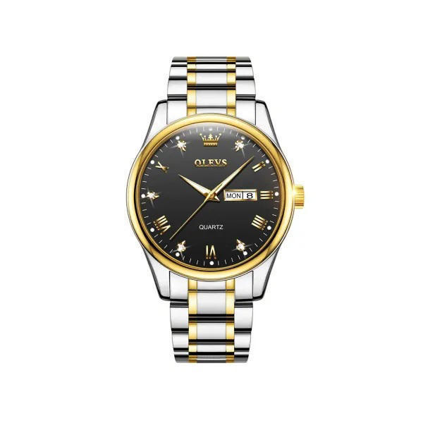 Picture of Olevs 5563G Stainless Steel Watch for Men – Gold & Black