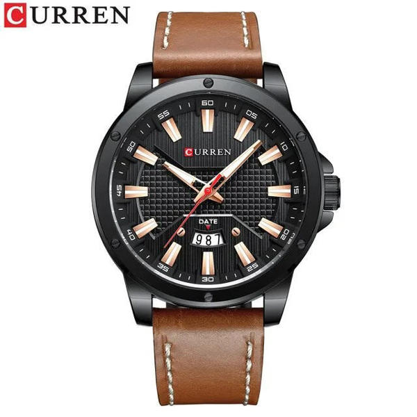 Picture of CURREN 8376 Watches for Men Luxury Brand Fashion Quartz Wristwatch with Leather Strap - Black