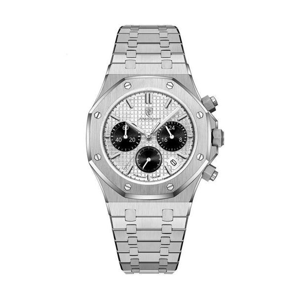 Picture of Poedagar 926 Chronograph Stainless Steel Waterproof Men’s Watch - Silver White
