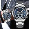Picture of Curren 8355 Multi-function Steel Strap Watch for Men - Silver & Blue