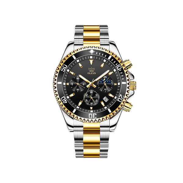 Picture of OLEVS 2870 Luxury Chronograph Quartz Men wristwatch- Silver Gold & Black