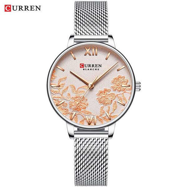 Picture of Curren 9065 Small Dial Pattern Women’s Watch - Silver