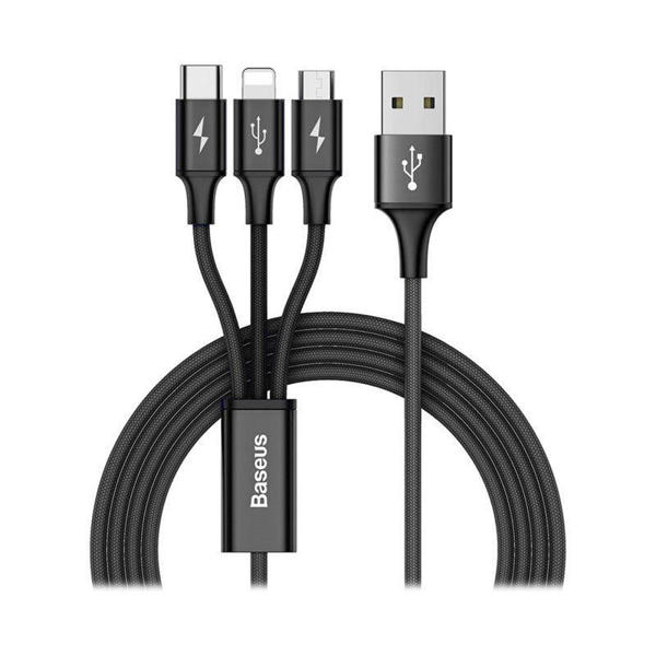 Picture of Baseus Rapid Series 3-in-1 3.5A Fast Charging Cable Micro+Type-C+iP -Black