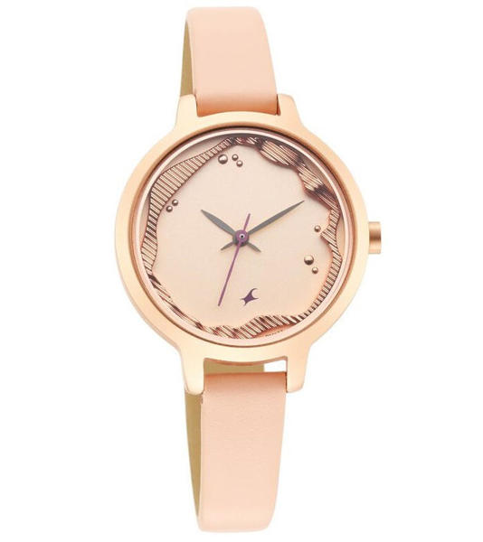 Picture of Fastrack Uptown Retreat Rose Gold Dial Leather Strap Watch for Girls 6260WL02