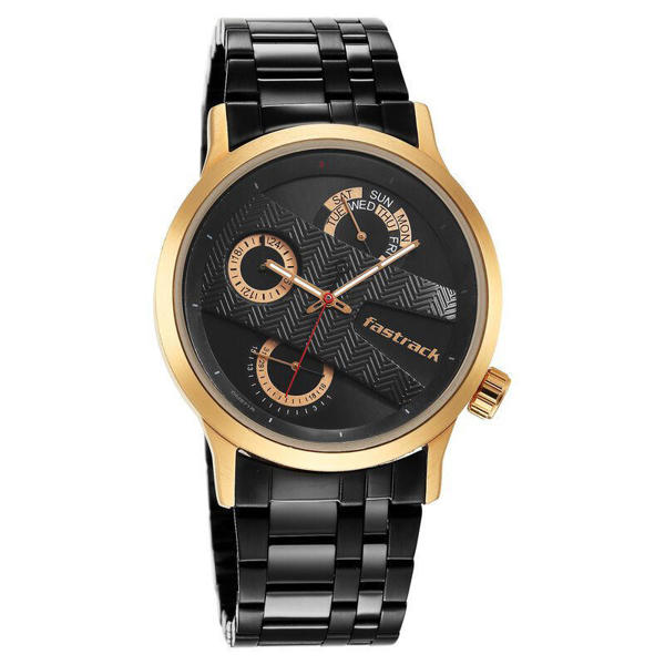 Picture of Fastrack 3281KM01 Exuberant Analog Black Dial Metal Strap Watch