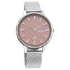 Picture of Fastrack 6207SM01 Ruffles Day and Date Pink Dial Stainless Steel Watch for Girls