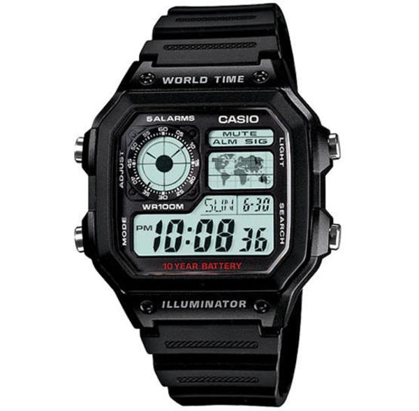 Picture of Casio World Time Illuminator Resin Belt Watch AE-1200WH-1AVDF