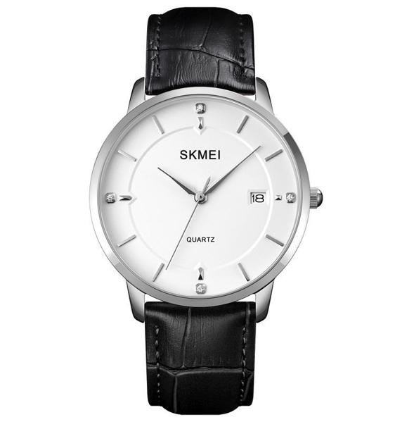 Picture of SKMEI 1801 Stainless Steel Leather Quartz Men’s watch- Black Silver