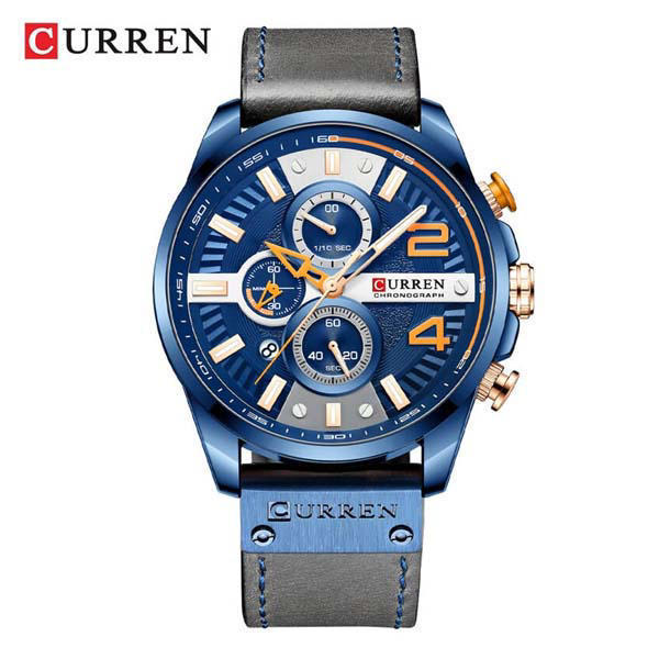 Picture of Curren 8393 Chronograph Leather Watch for Men - Blue