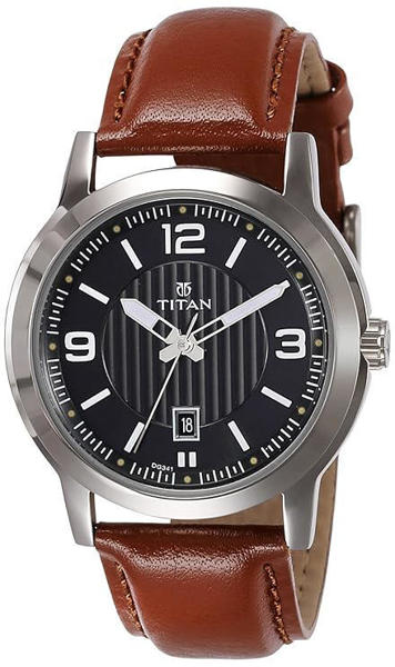 Picture of Titan 1730SL02 Analog Black Dial Leather Strap Watch for Men