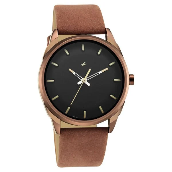 Picture of Fastrack 3273QL01 After Dark Black Dial Leather Strap Watch for Guys