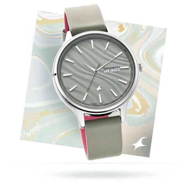Picture of Fastrack 6207SL01 Ruffles Analog with Day and Date Grey Dial Leather Watch for Girls