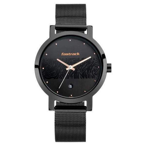 Picture of Fastrack 6222NM01 Animal Print Analog Date Black Dial Stainless Steel Watch for Girls