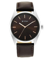 Picture of Titan 1866SL02 Workwear Brown Dial Analog Leather Strap Watch Men