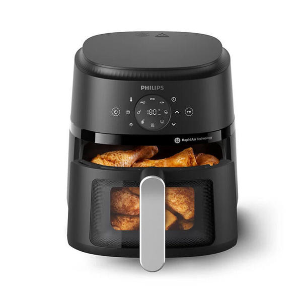 Picture of PHILIPS Air Fryer NA221/00 with touch panel, 1700W, 4.2 Liter, with Rapid Air Technology (Black),Cooking window, Extra Large.