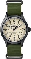 Picture of Timex Expedition Scout Watch Black Case Cream Dial with Green Fabric Strap (TW4B155009J)