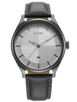 Picture of Titan 1802QL01 Neo Eco Analog with Date Silver Dial Grey Leather Watch For Men