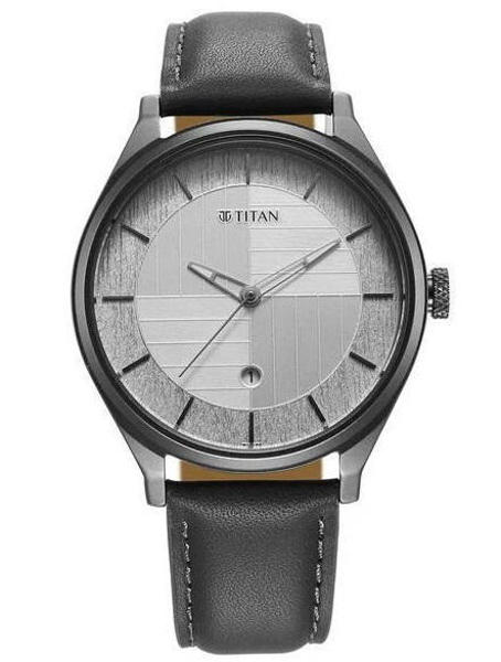 Picture of Titan 1802QL01 Neo Eco Analog with Date Silver Dial Grey Leather Watch For Men