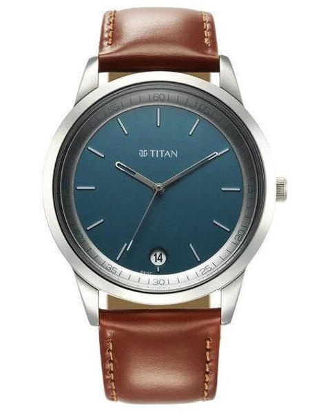 Picture of Titan 1806SL12 Wrist Wit Analog with Date Blue Dial Leather Watch for Men