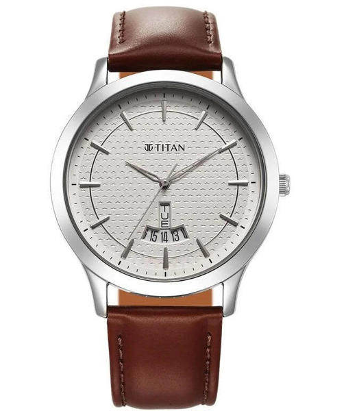 Picture of Titan 1825SL15 Karishma Quartz Analog Silver Dial Leather Strap Men's Watch