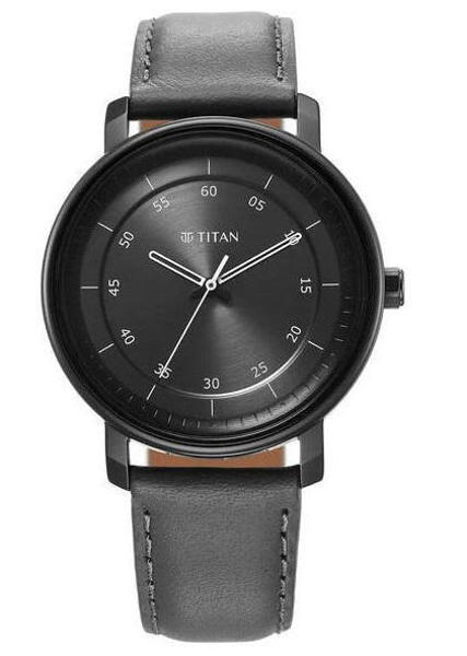 Picture of Titan 1884NL01 Workwear Analog Anthracite Dial Leather Watch for Men