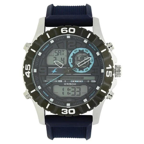 Picture of Fastrack 38035SP02 Analog Digital Blue Silicone Strap Watch for Guys