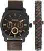 Picture of Fossil FS5251SET Machine Chronograph Dark Brown Leather Men's Watch and Bracelet Box Set
