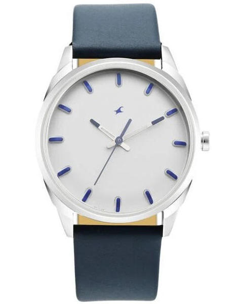 Picture of Fastrack 3273SL01 After Dark White Dial Leather Watch for Guys