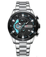 Picture of Curren 8402 Chronograph Stainless Steel Watch for Men - Silver Black