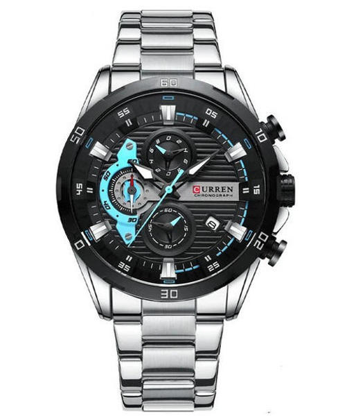 Picture of Curren 8402 Chronograph Stainless Steel Watch for Men - Silver Black