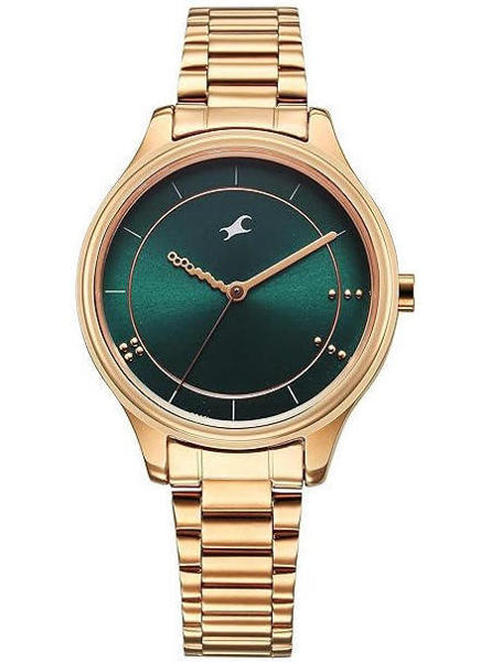 Picture of Fastrack 6296WM02 Stunners Analog Green Dial Rose Gold Metal Watch For Girls